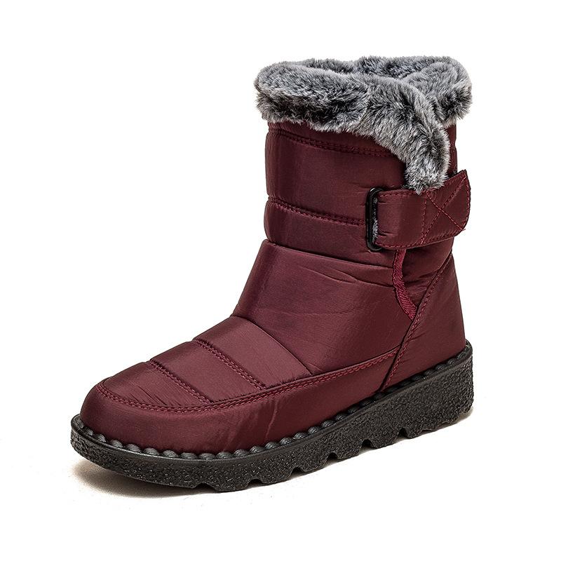 Damen Winter-Schneestiefel mit Kunstpelzfutter, rutschfeste Outdoor-Stiefeletten, wasserdichte, mit Fleece gefütterte kurze Stiefeletten, lässige warme High-Top-Schuhe für Damen