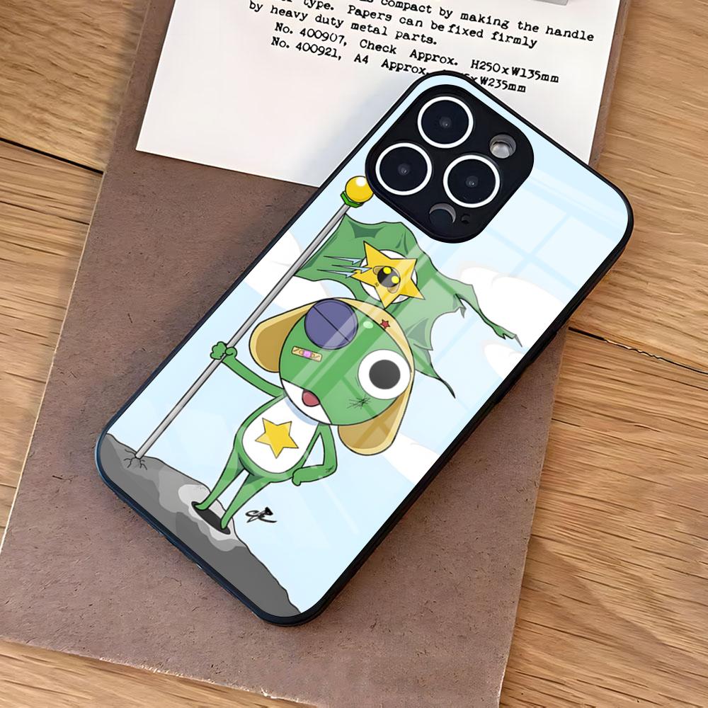 Keroro G-Gunsou Frog Phone Case For IPhone 17 Air 16 E Pro Max 15 14 13 Mini 12 Pro 11 Max Plus Black Glass Cover