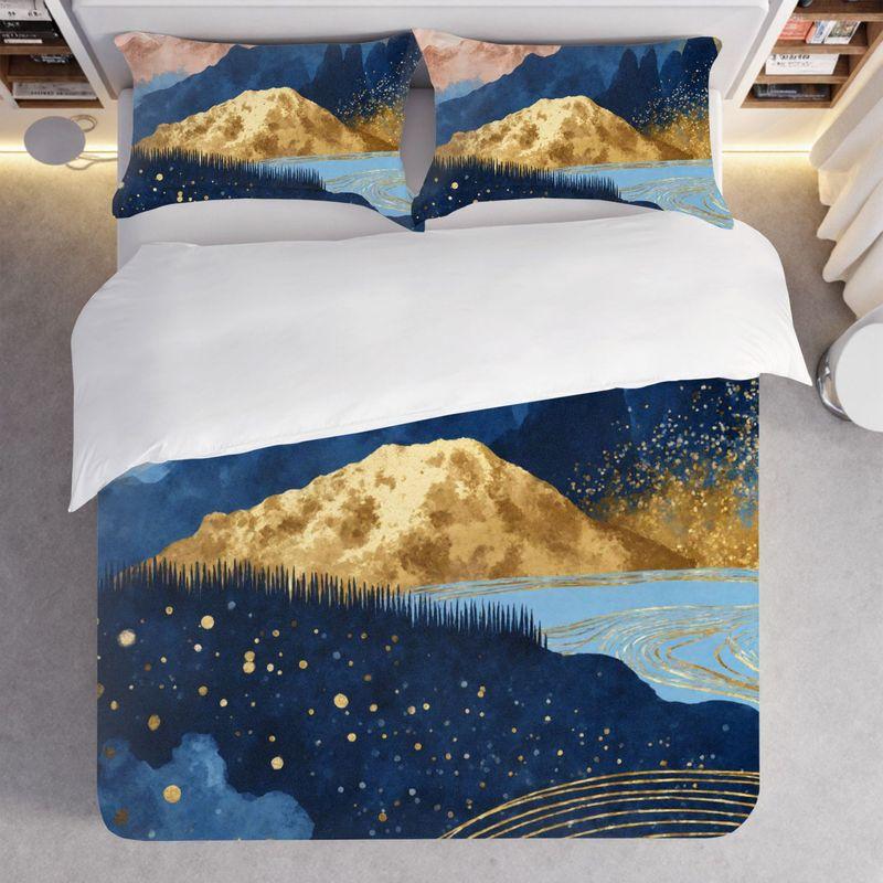 3-Piece Bedding Pillowcase Quilt Cover Set Golden Mountains 2D Digital Printing Suitable For Bedroom Dormitory Decoration