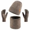 Knitted Hat, Scarf, Gloves Set, Solid Color Velvet, Cold-proof and Warm Ear Protectors, Wool Hat Three-piece Riding Set
