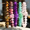 Bohemian Natural Stone Amethyst Love Elastic Bracelet Women's Spring & Summer Sweet Holiday Handmade Zircon
