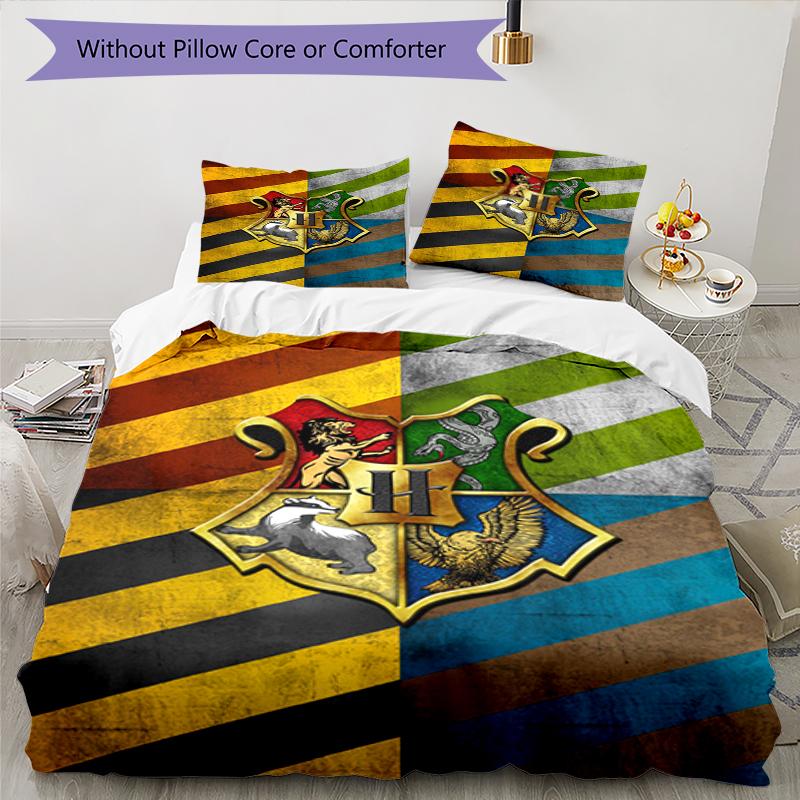3pcs Harry Potter Bedding Set Duvet Cover Closure Includes 1 Duvet Cover & 2 Pillowcases, Soft and Comfortable for All Seasons.