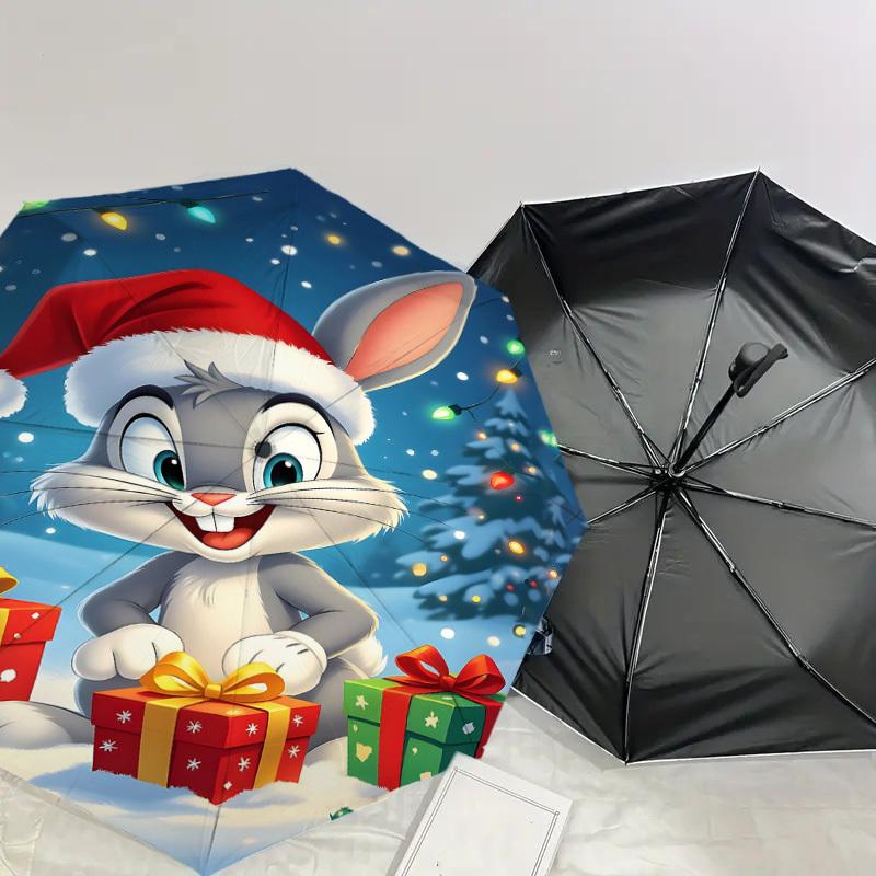 1PC Warner Christmas Rabbit Automatic Open/Close Umbrella with Windproof, 97-Rib Sturdy Canopy, Durable Ribs1314A