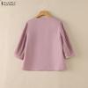 ZANZEA Women Square Collar Solid Color Loose Casual 3/4 Sleeve Blouse