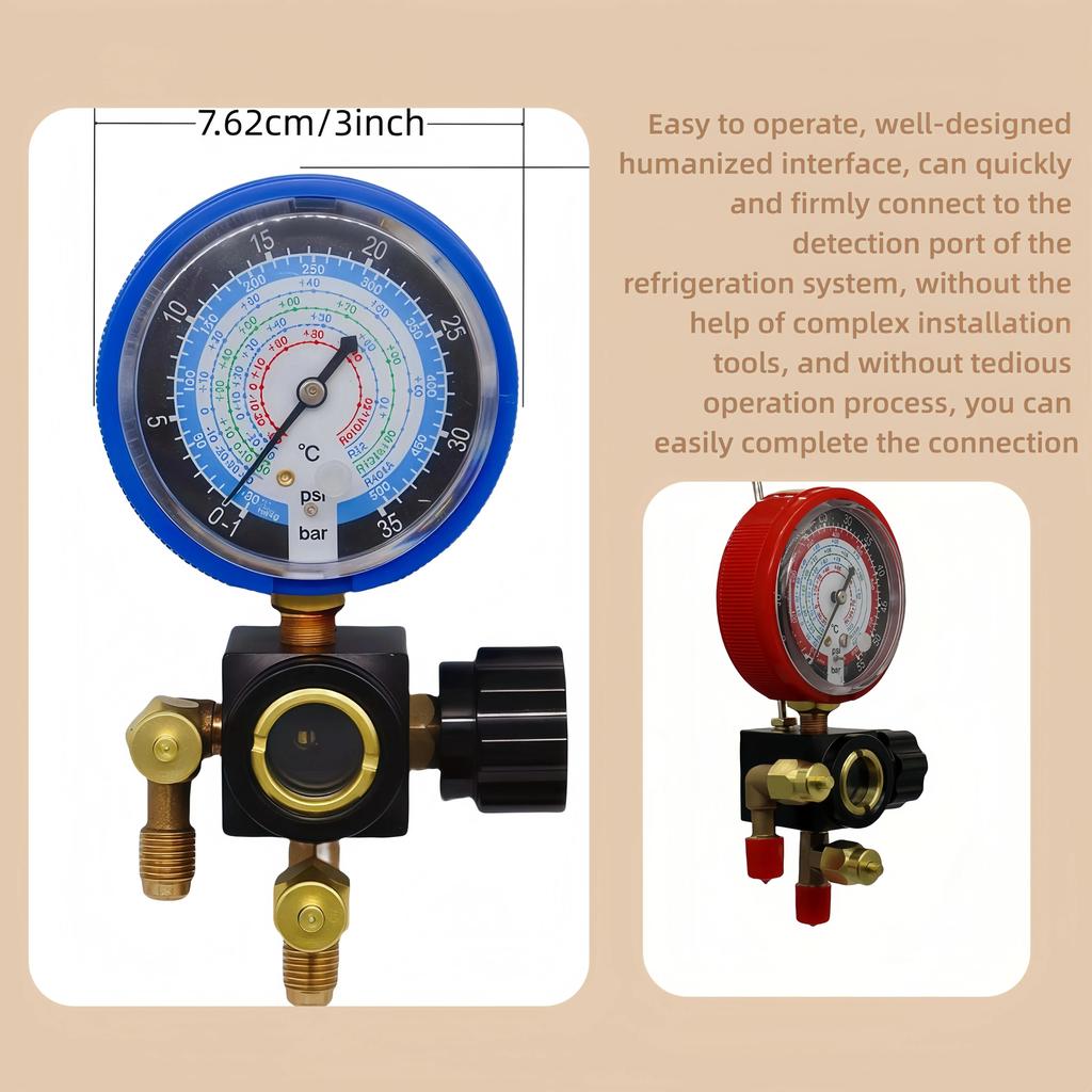 500-800psi pressure gauge, suitable for refrigerant pressure gauges of R410A, R22, R134A and R404A refrigeration systems