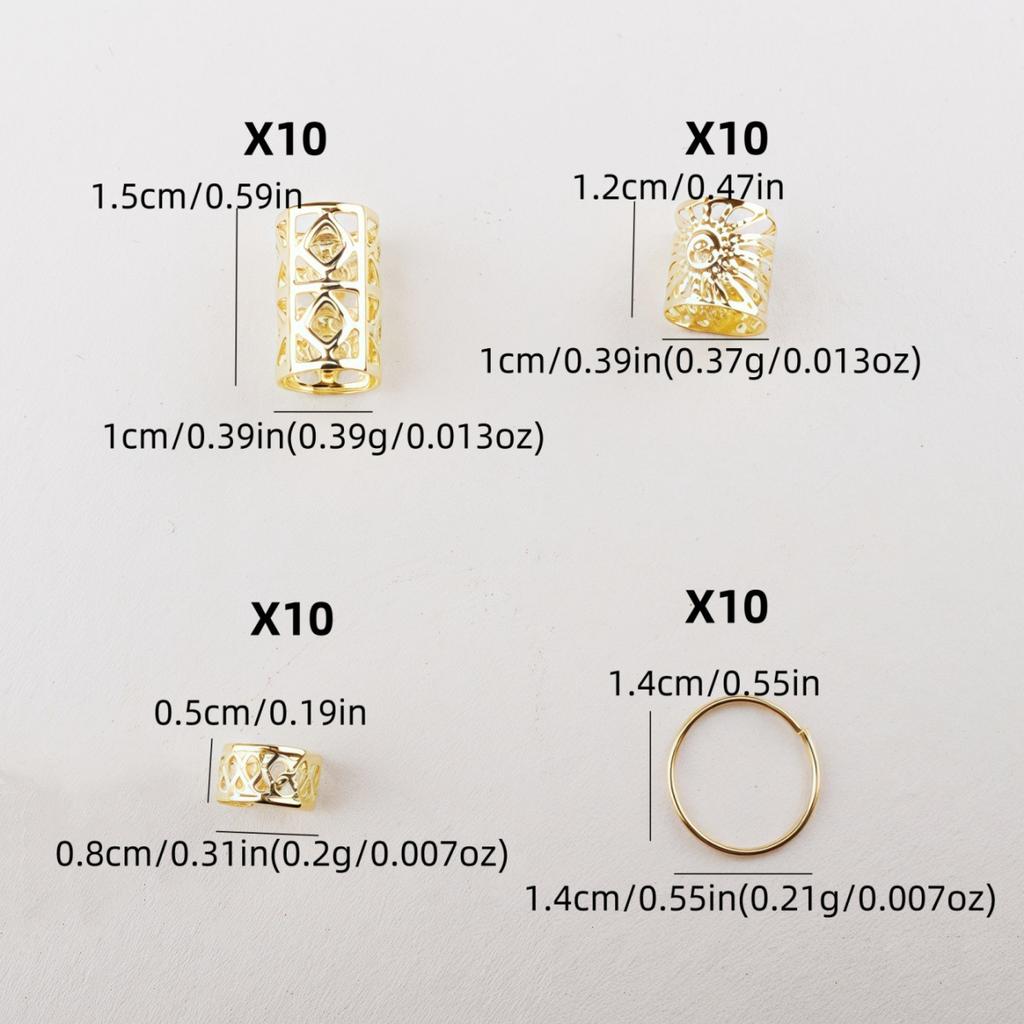 40 STÜCKE Metall Flechtclips Legierung Haarschmuck für Zöpfe Dreadlock-Zubehör Nicht-piercing Ohrclips Bartperlen Haarspangen
