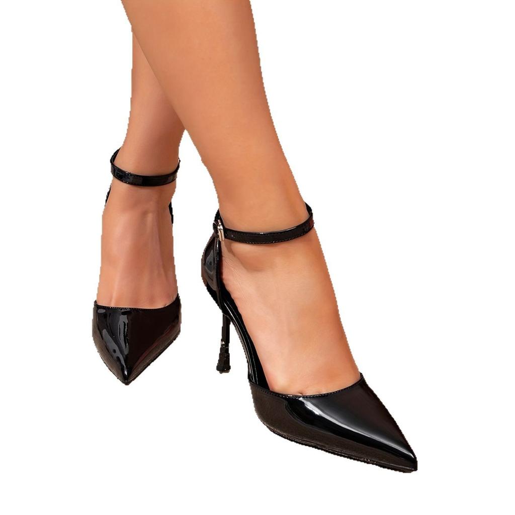 Huizhou Women's High-heeled Sandals Black Fashion High-heeled Shoes Women's Stiletto High-heeled Buckle Pointed Simple High-heeled Sandals
