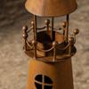 Metal Lighthouse Candle Holder with Rusted Finish Rustic for Mantel, Entryway