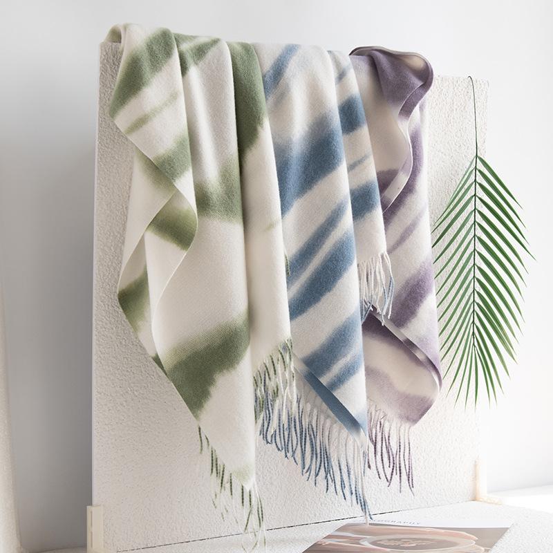 Neuer weicher und warmer Schal mit Zebra-Streifen aus Imitat-Kaschmir mit Fransen, hochwertiger Damen-Schal, Stola