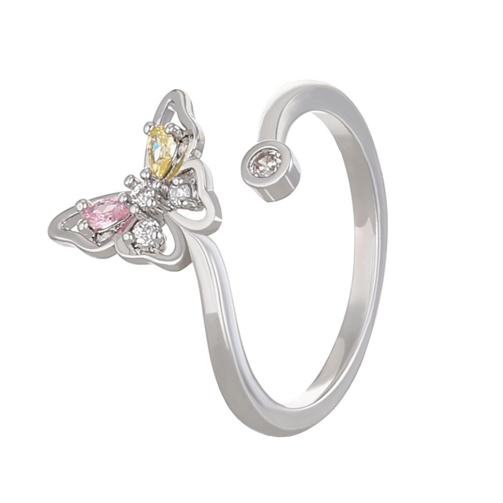 Double-Layer Zircon Love Flower Ring - Adjustable, Luxury Japanese & Korean Design