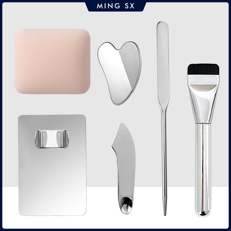 3/4/5/6 PCS Makeup Foundation Brush Lipstick Eye Shadow Mixing Palette Stainless Steel with Spatula Rod Color Stick Beauty Tools