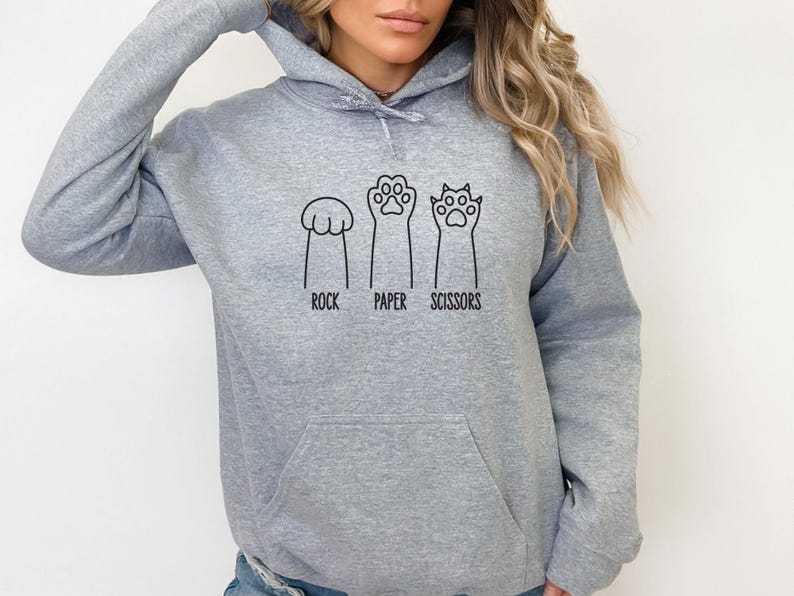 Autumn/Winter Women's Cat Paw Print Long Sleeve Hooded Sweatshirt