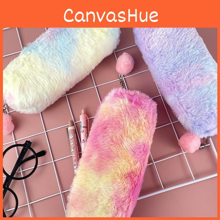 Pen Case Color Key Chain Plush Pencil Case Storage Bag Decoration Kids Gift