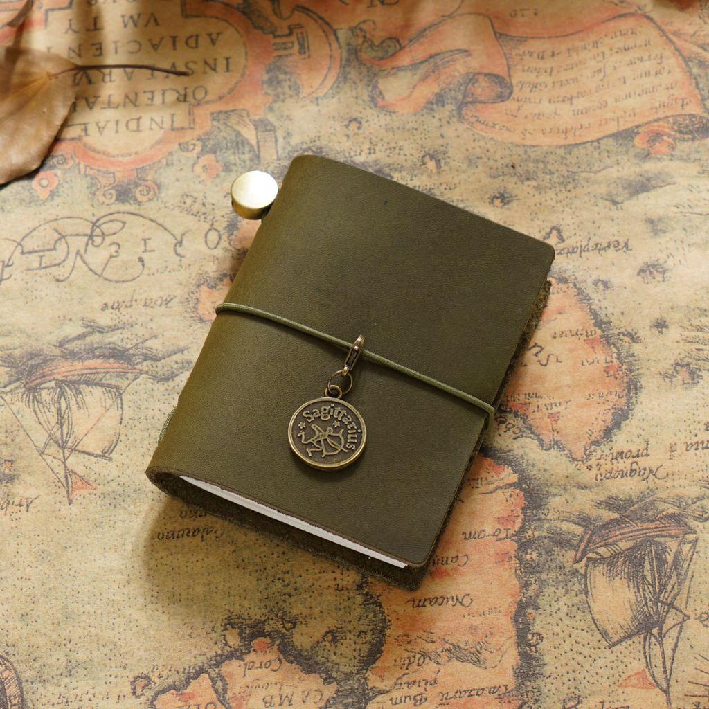 Mini Carnet de Poche à Feuilles Mobiles en Cuir de Vache pour Voyageur