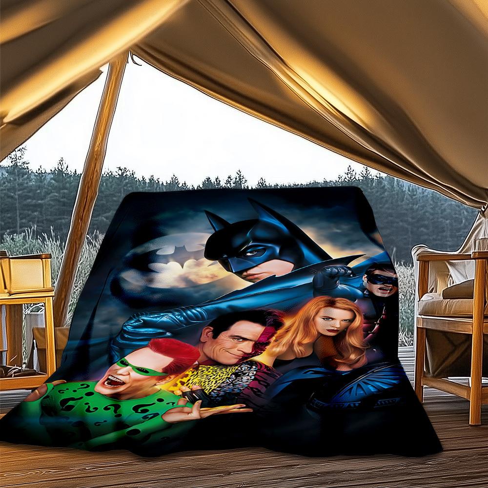 1pc Batman, Superhero Outdoor Flannel Throw Blanket Soft, Lightweight & Warm for Sofa, Office Chair, Camping & Travel Durable Polyester Fabric