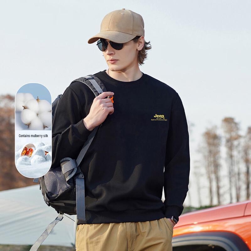 JEEP Men s Silk Blend Embroidered Casual Sweatshirt M