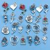 10/24Pcs/Pack Romantic Vintage Rose Flower Chaems Alloy Small Pendants for Jewelry Making Findings Crafting Accessories