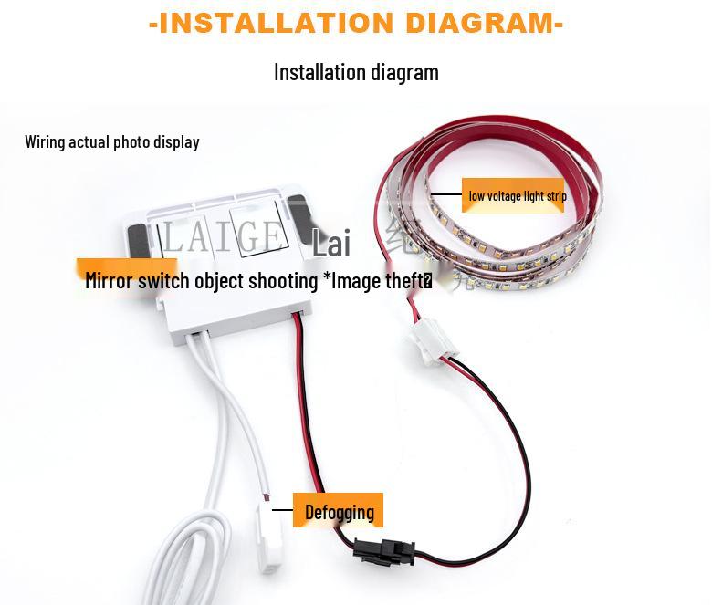 Dubbelnyckel Beröringssensor Badrumsspegel LED Avimningsbrytare 110-220V