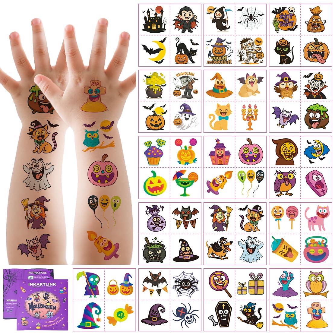 

Хэллоуин Тату INKARTLINK Водные переводные наклейки для кожи и остаются красивыми для воды 64 Набор из 32 наклеек Аксессуары, 3-5 дней, Стойкие,