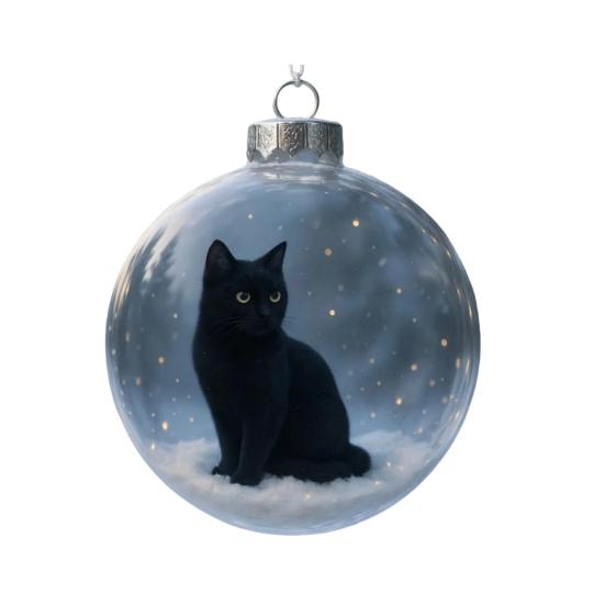 Cute Cat Christmas Ball Ornament 3D Animal Clear Plastic Ball Xmas Tree Ornaments