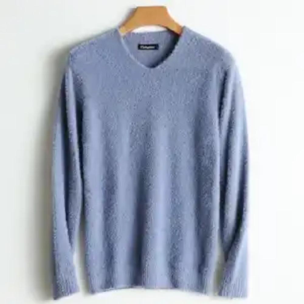 

Осень и Зима Корейская Версия Простой Однотонный Универсальный Круглый Вырез Длинный Рукав Свободный Повседневный Оверсайз Норковый Свитер L синий