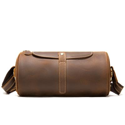 Borsa a tracolla in pelle di cavallo pazzo, stile retrò, da uomo, in vera pelle, con strato superiore in pelle di mucca
