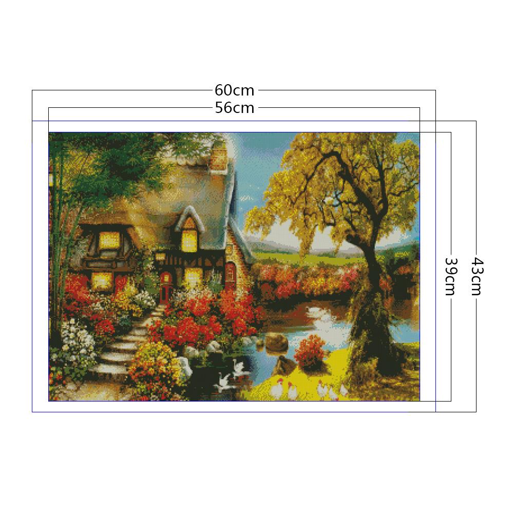 Cotton Cross Stitch Different Sizes Cotton Thread Printed DIY Needlepoint Kits Colorful Fabric Embroidery Crafts for Adults