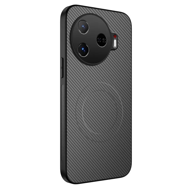 Magnetic Silicone Case For Tecno Camon 30 Pro 4G 5G Wireless Charging Carbon Fiber PU Leather Anti-Drop Soft Cover Phone Cases