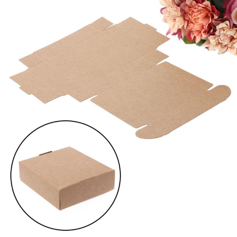 50pcs Kraft Paper Wrapping Box Multipurpose Household DIY Crafts Supplies for Festival Holiday Birthday Party Gift