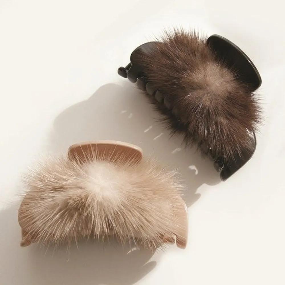J Lauren Mink Fur Hair Clip H01504 brown