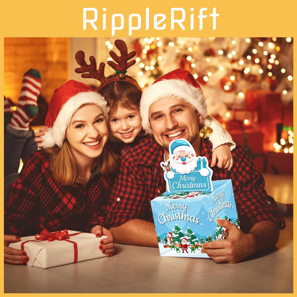 Christmas Santa Theme Party Decor Gift Box With Blue Color For Holiday Celebrations