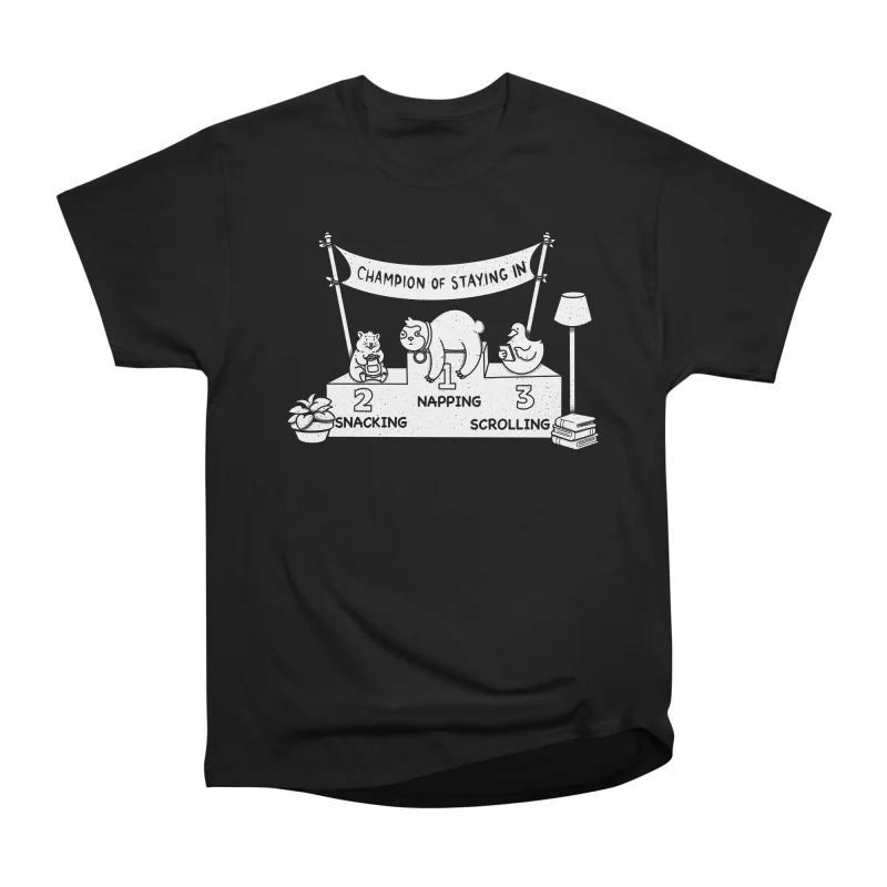 

Men Casual Shirts Short Sleeves CHAMPION OF STAYING Tees Oversized T-shirts XXXL чорний