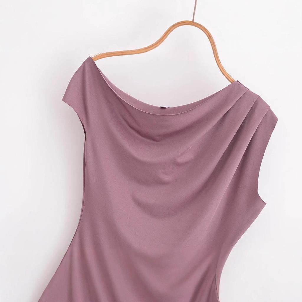 Spring 2025 Women's European & American Style Pleated Slimming Bodysuit