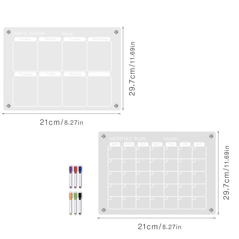 3D Magnetic Acrylic Weekly Plan Memo Message Board Erasable DIY Magnetic Refrigerator Sticker