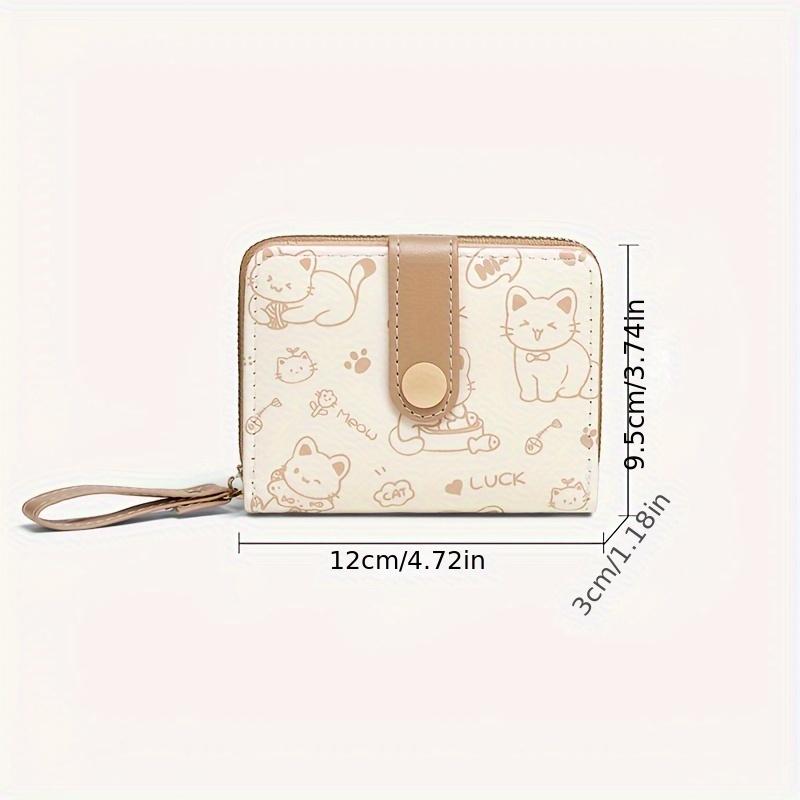 Printed Cute Bear Women's Wallet, Original Minimalist Japanese Style Tri-Fold Snap Closure Student Short Women's Coin Purse Clutch