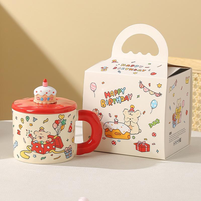 Birthday gift for girls mug high value souvenir water cup cartoon cake ceramic cup office cup