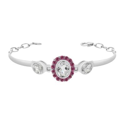 Bracciale con Pietre Preziose Topazio Bianco Naturale e Topazio Rosa, Argento Sterling 925, Bracciali con Maglie a Lunetta, Gioiello Bracciale Regolabile Fatto a Mano Per Donne