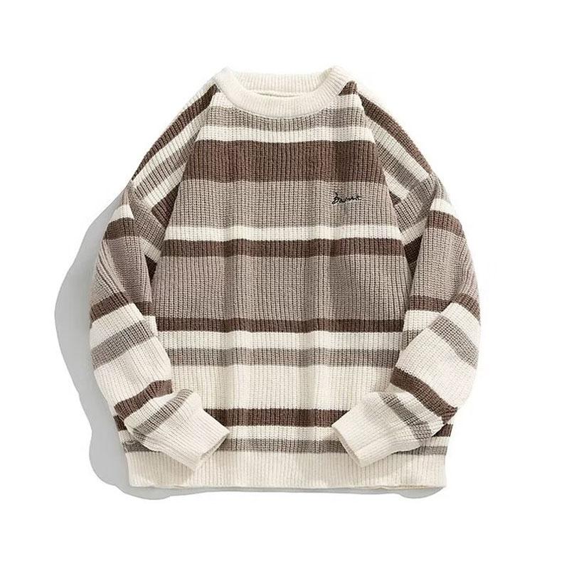 

Женский полосатый свитер Y2k винтажный мешковатый вязаный пуловер повседневный в японском стиле зимняя теплая одежда XXL