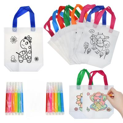 Torba DIY Graffiti z Markerami Ręcznie Malowana Torba Niewiązana dla Dzieci Sztuka Rękodzieło Wypełnianie Kolorami Rysowanie Zabawka Rzemiosło dla Dzieci