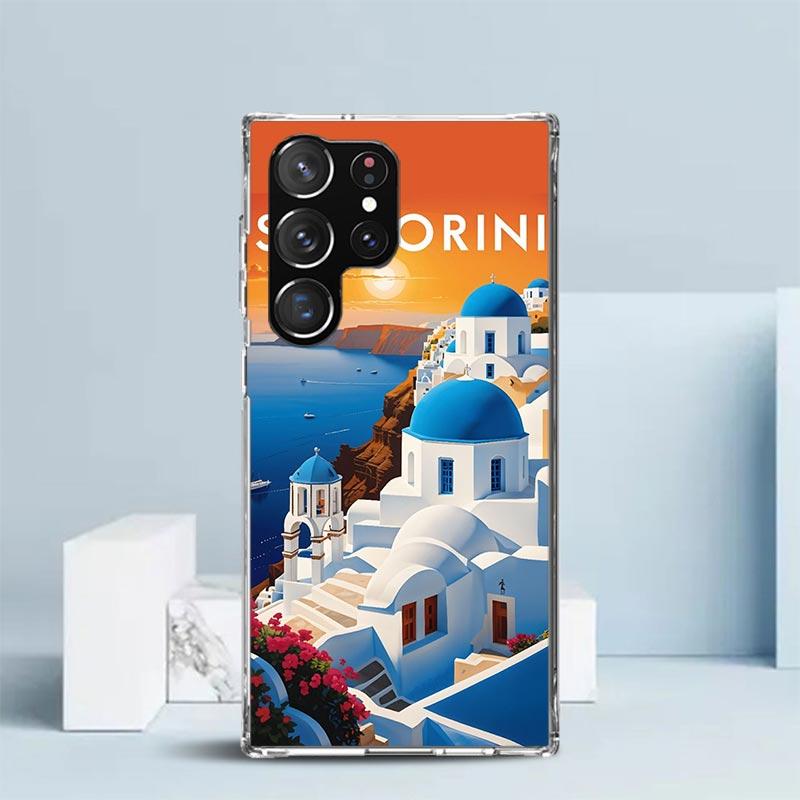 Greece In Summer Santorini Soft Cover for Samsung Galaxy S25 Edge S26 S24 S23 Ultra Phone Case S22 S21 Plus S20 FE Print Pattern