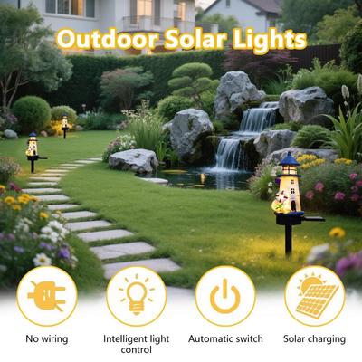 New LED Solar Lawn Light Resin Landscape Courtyard Atmosphere Decoration Luminous Outdoor Lighthouse Ground Insertion Light