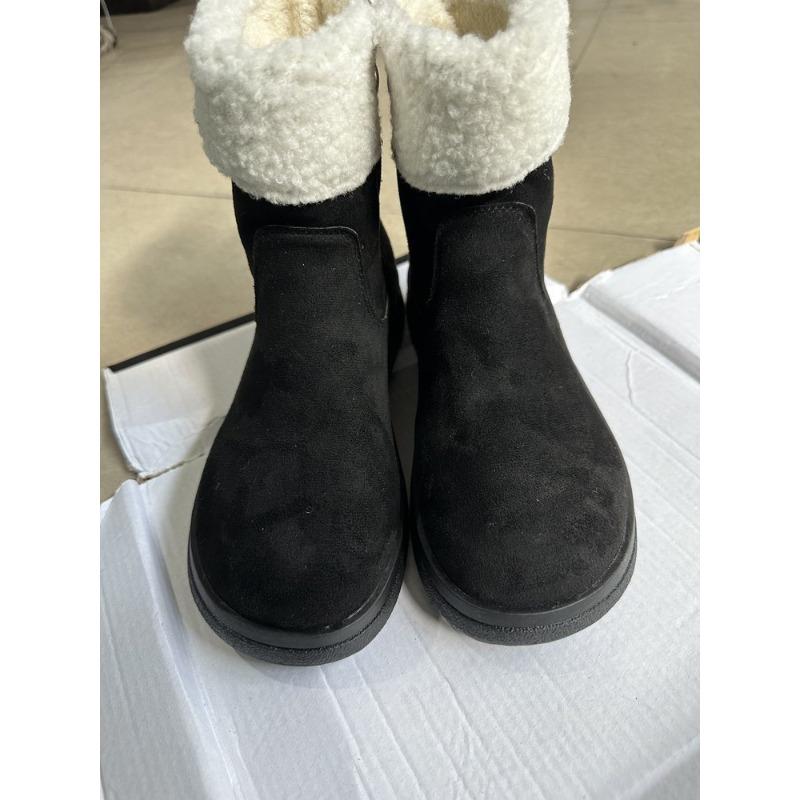 Winter fashion style solid color casual velvet warm snow boots women's comfortable one-pedal round cotton shoes