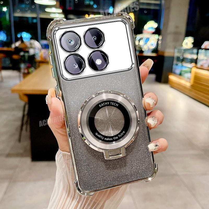 

Pocox6pro Роскошный чехол-держатель с покрытием для Xiaomi Mi Poco X6 M6 F6 Pro X6pro 5g F6pro Противоударный защитный силиконовый чехол-подставка Poco M6 4G