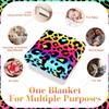 Colorful Rainbow Leopard Print Flannel Throw Blanket Soft Cozy Warm Blanket for Bed Couch Sofa All Season Home Decor