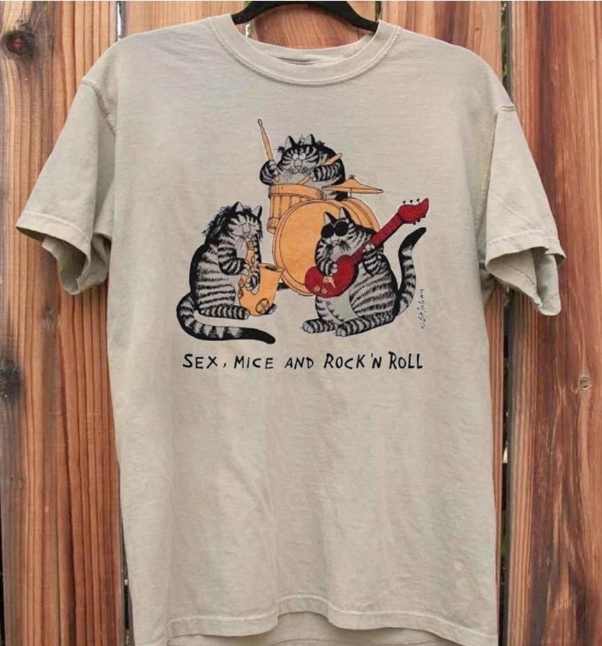 Vintage B. Kliban Cat Sex Mice And Rock & Roll short sleeve sand shirt S-5XL Unisex T-Shirt XXXXL