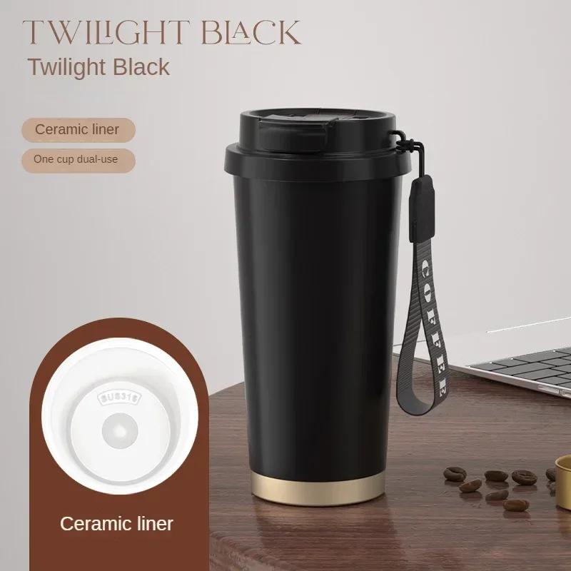

Stylish Ceramic Insulated Cup Stainless Steel Double Wall Vacuum Flasks Reusable Portable Travel Coffee Mug Kitchen Drinkware 530ml