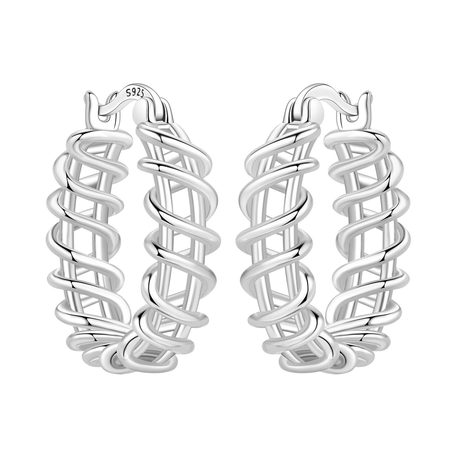 

Real 925 Silver Hoop Earrings Minimalist Design Fine Jewelry For Women Birthday Party Gifts