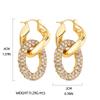 Stainless Steel Plated 18K Gold Kink Earrings Diamond Twist Pearl Exaggerated Full Diamond Earrings