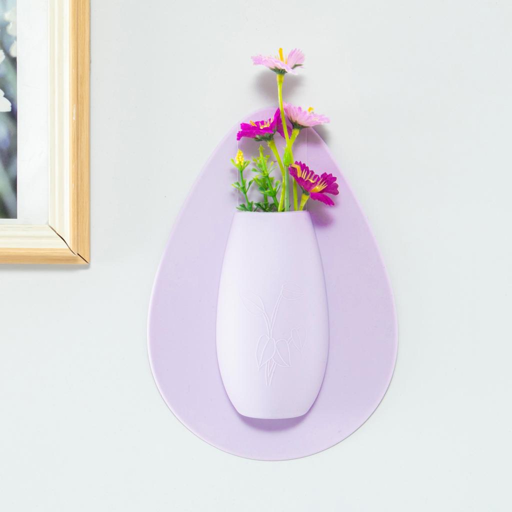 Silicone Flower Vase Self Adhesion Hydroponics Planter Sticker Wall for Glass Wall Window Party Wedding Festival Home