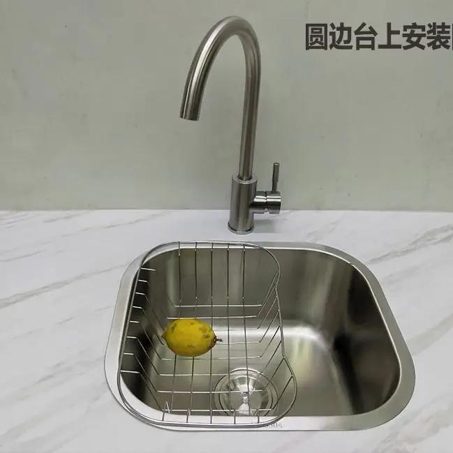 Chiuvetă de bucătărie Chiuvetă cu un singur vas din oțel inoxidabil făcută manual deasupra blatului sau montată pe perete set bazin pentru spălarea legumelor